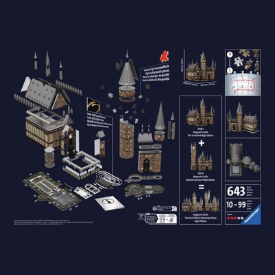 RAVENSBURGER 3D puzzle Harry Potter: Bradavický hrad Velká síň 643 ks svítící