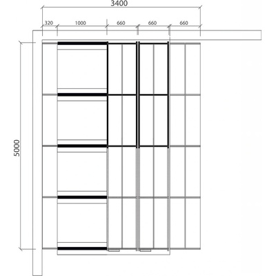 AJ Produkty Posuvné regály sestava cca 17 m² 159 m polic 3400x5000 mm