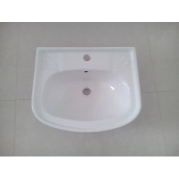 Inter Ceramic Мивка за баня ICC 2010, Inter Ceramic, стенен монтаж, с отвор за смесител, порцелан, бял, 51x42x19см (2010)