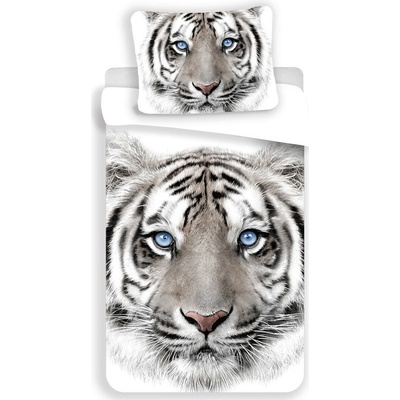 Jerry Fabrics Obliečky Biely Tiger Bavlna 140x200 70x90