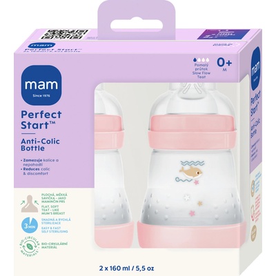 Mam Dětská antikoliková láhev Easy Active růžová 2 x 160 ml