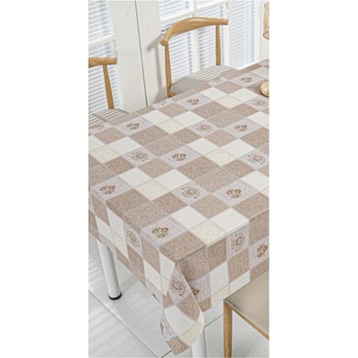 Obrus PVC 3581578, metráž, 20 m x 140 cm, béžovo-hnedý s ornamentami, IMPOL TRADE