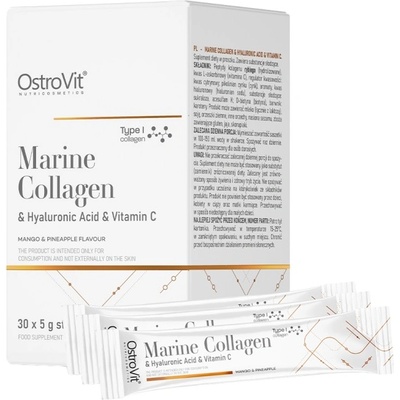 OstroVit Marine Collagen & Hyaluronic Acid Powder | with Vitamin C [30 x 5 грама] Ананас - Манго