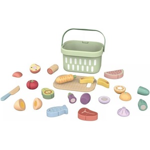 Tooky Toy Tooky Toy: Дървени храни за рязане - 31 части, в кошница (TJ537N)