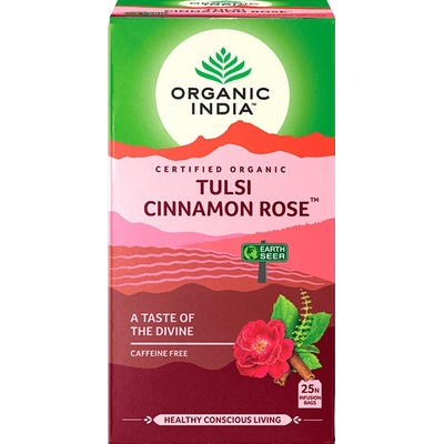 Organic India Tulsi Růže se Skořicí čaj porcovaný 25 porcí