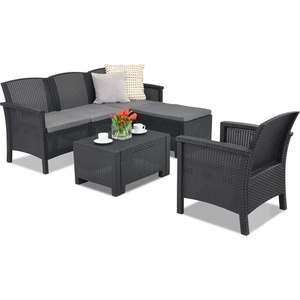 BICA Комплект холна мебел от синтетичен ратан Venezia Relax Corner 5 антрацит Bica (BCVENLCOR5ANT)