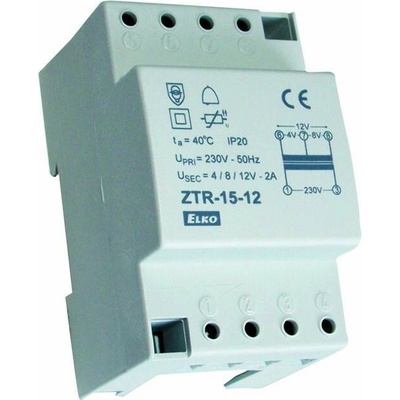 ELK TRAFO ZVONK. ZTR-15-12 4-8-12V,15VA,2M