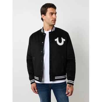 Image 1 of True Religion Яке True Religion Men's Wool Horseshoe Long Sleeve Varsity Jacket - Black