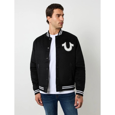True Religion Яке True Religion Men's Wool Horseshoe Long Sleeve Varsity Jacket - Black