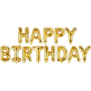 Party Deco Фолиев Надпис "Happy Birthday'', Злато, 340х35см (FB6M-019)