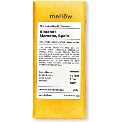 Mellow Chocolate 70% hořká čokoláda Marcona Almonds Spain BIO 53 g