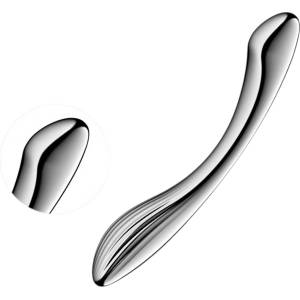 Satisfyer Pure Gravity 1 - метален дилдо с релеф - сребрист