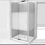 Mexen Apia плъзгаща се душ кабина 120 x 80 см, бели ивици, хром + плосък поддушник - 840-120-080-01-20-4010 (840-120-080-01-20-4010)