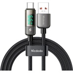 Mcdodo Кабел за данни - Mcdodo (CA-3630) - Type-C → USB-A, 6A, цифров дисплей, Auto Power Off, прозрачен дизайн, 1.2m - Черен