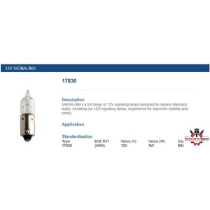 NARVA NARVA-17830 -H5W 12V 21W -BA9s / на бро1/ ('17830)