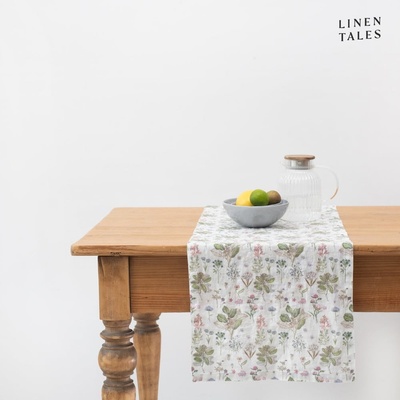 Linen Tales Lněný běhoun White Botany 40x200cm