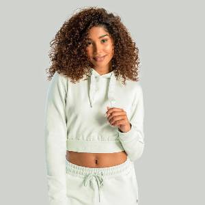 GymBeam STRIX Дамски къс суичър Essential Moon Grey XS