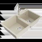 Mexen Tomas гранитна кухненска мивка с 2 отделения и кухненски смесител Flora, (6516-69-670401-00)