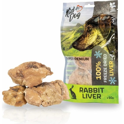 KidDog SUPER PREMIUM 100% králičí játra v celku sušená mrazem 50 g