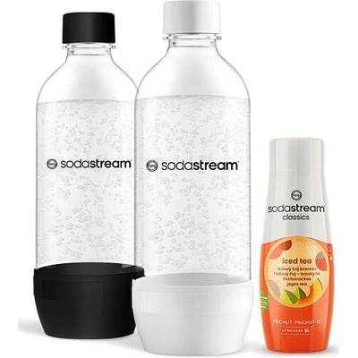 SodaStream Jet 2 x 1 l Black/White + Ledový čaj broskev 440 ml
