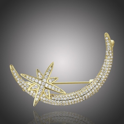 Éternelle brož se zirkony Brillanda Gold B7018-7305221201A Bílá/čirá