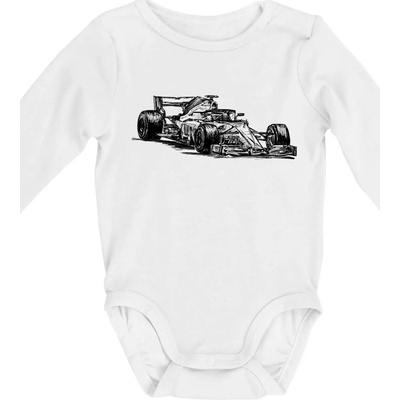 Formula v závode Body dojčenské s dlhým rukávom dlouhý rukáv biele