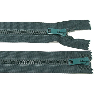 KOH-I-NOOR Kostěný zip no.5 rozepínací dvoucestný 60cm tmavě zelený