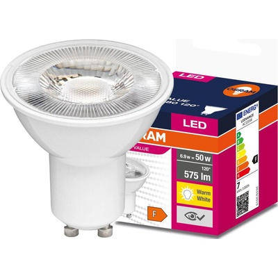 Osram LED žiarovka GU10 6,9W 50W 575lm 3000K Warm 120° Value