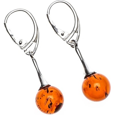 Reblan strieborné náušnice s jantárom PLANET RENU186