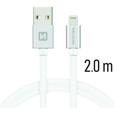 Swissten Nabíjecí a synchronizační kabel textile 0.2m / 1.2m / 2.0m stříbrný Délka: 2m