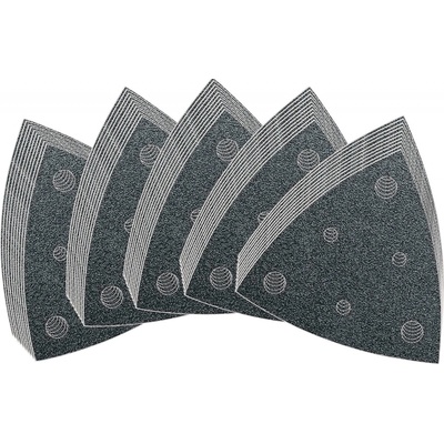 Fein 63717109035 sada brúsneho papiera pre delta brúsky na suchý zips, s otvormi Zrnitosť 60, 80, 120, 180, 240 Rohová miera 80 mm 1 sada; 63717109035