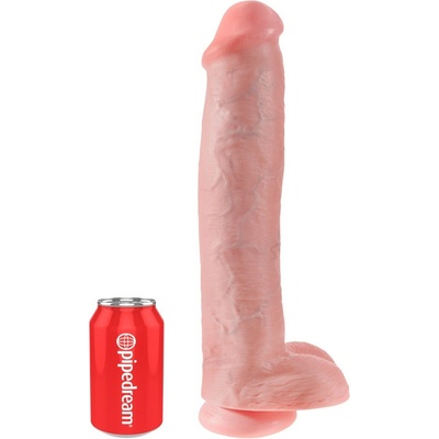 King Cock 15 gigantické dildo so svorkami na semenníky 38 cm prírodné