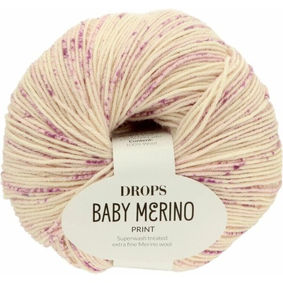 Drops Baby Merino PRINT 104 krémovo fialová