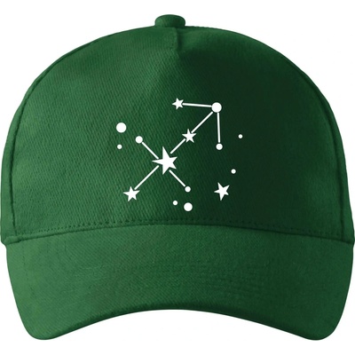 Súhvezdie Sagittarius Strelec so zahnutým šiltom a látkovou sponou Fľaškovozelená