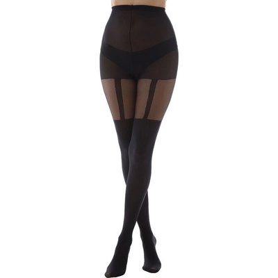 Pamela Mann punčocháče Plain Stripe Suspender Black PM1113