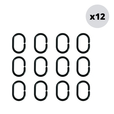 ХАЛКИ ЗА ЗАВЕСА ЗА БАНЯ msv К-КТ 12бр ЧЕРНИ (140848)