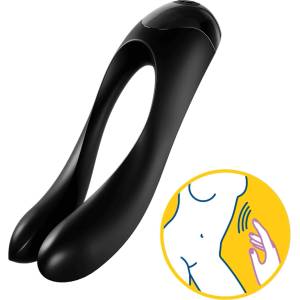 Satisfyer Candy Cane - вибратор с две рамена - акумулаторен, водоустойчив, черен