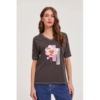 Moodo Кафява блуза с принт Moodo Moodo | Siv | ЖЕНИ | 38