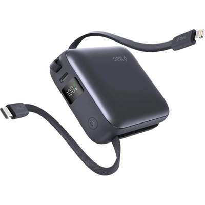Ttec Външна батерия ttec ReCharger Mini LCD 10.000mAh PD 20W Powerbank с кабел USB-C и Lightning Cable - Сива