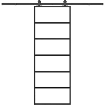 vidaXL Плъзгаща се врата с обков 76x205 см ESG стъкло и алуминий (3332830)