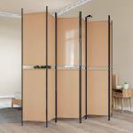 vidaXL Делител за стая с 6 панела Бежово 300 x 220 cm Текстил (42039226)
