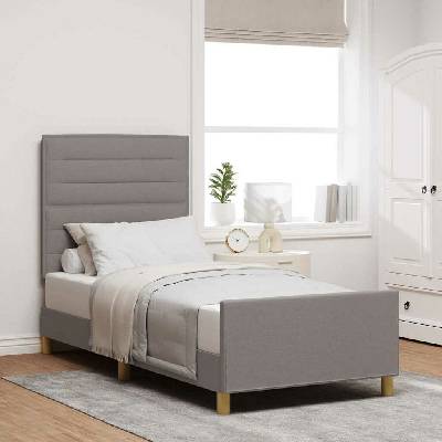 vidaXL Rám postele s čelo Taupe textil