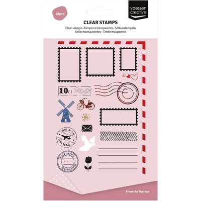 Vaessen creative Polymerová razítka From the Postbox Poštovní známky a obrázky 18 ks – Zbozi.Blesk.cz