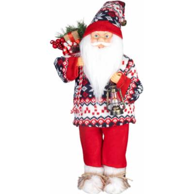 MagicHome Dekorace Vánoce, Santa, se svetrem, 60 cm