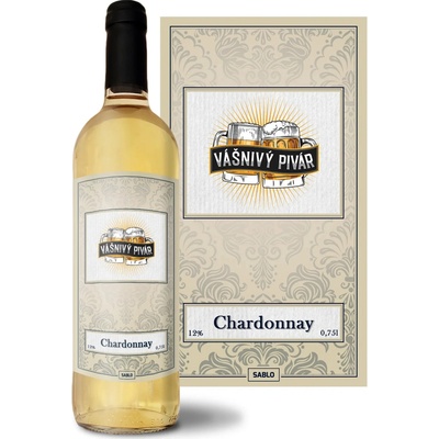 Sablio Vášnivý pivár Chardonnay biele suché víno 12 % 0,75 l (čistá fľaša)