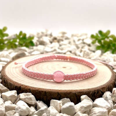 Certom Macramé náramek s růžovým Jadeitem Malaysia 0400