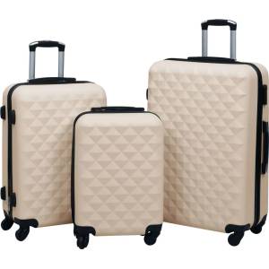 vidaXL Комплект твърди куфари с колелца, 3 бр, златист, ABS (92416)