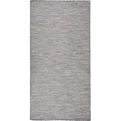 vidaXL Градински плоскотъкан килим, 100x200 см, кафяво и синьо (340815)