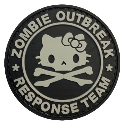 WARAGOD Zombie Outbreak Kitty PVC nášivka, čierno sivá