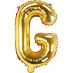 PartyDeco Балон от фолио Mini - Буква G 35см златен